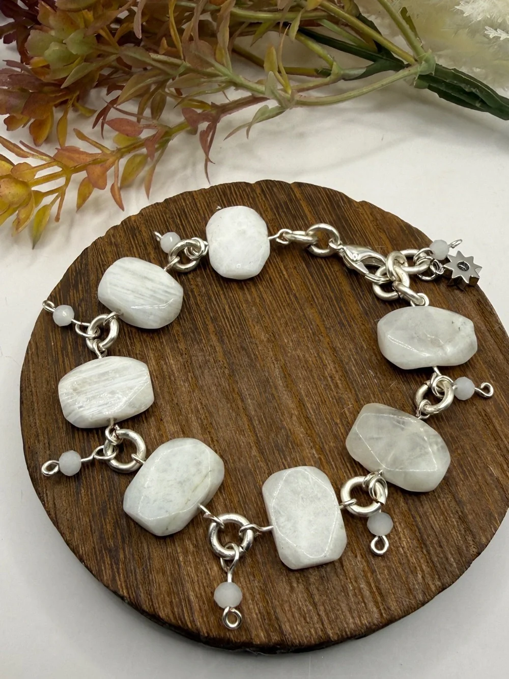 Handmade White Quartz Slap Stone Link Bracelet